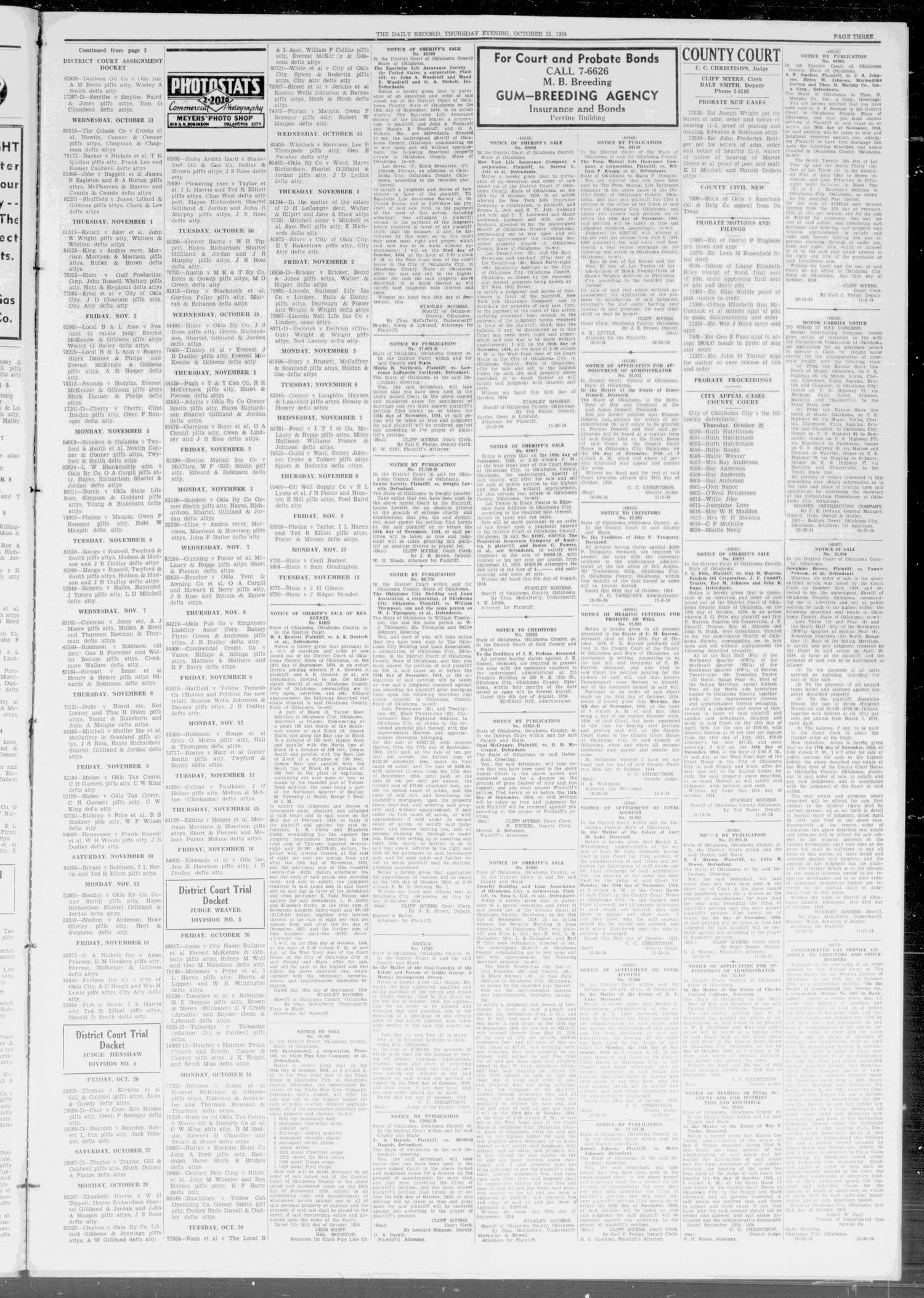 The Daily Record (Oklahoma City, Okla.), Vol. 31, No. 255, Ed. 1 Thursday, October 25, 1934
                                                
                                                    [Sequence #]: 3 of 10
                                                