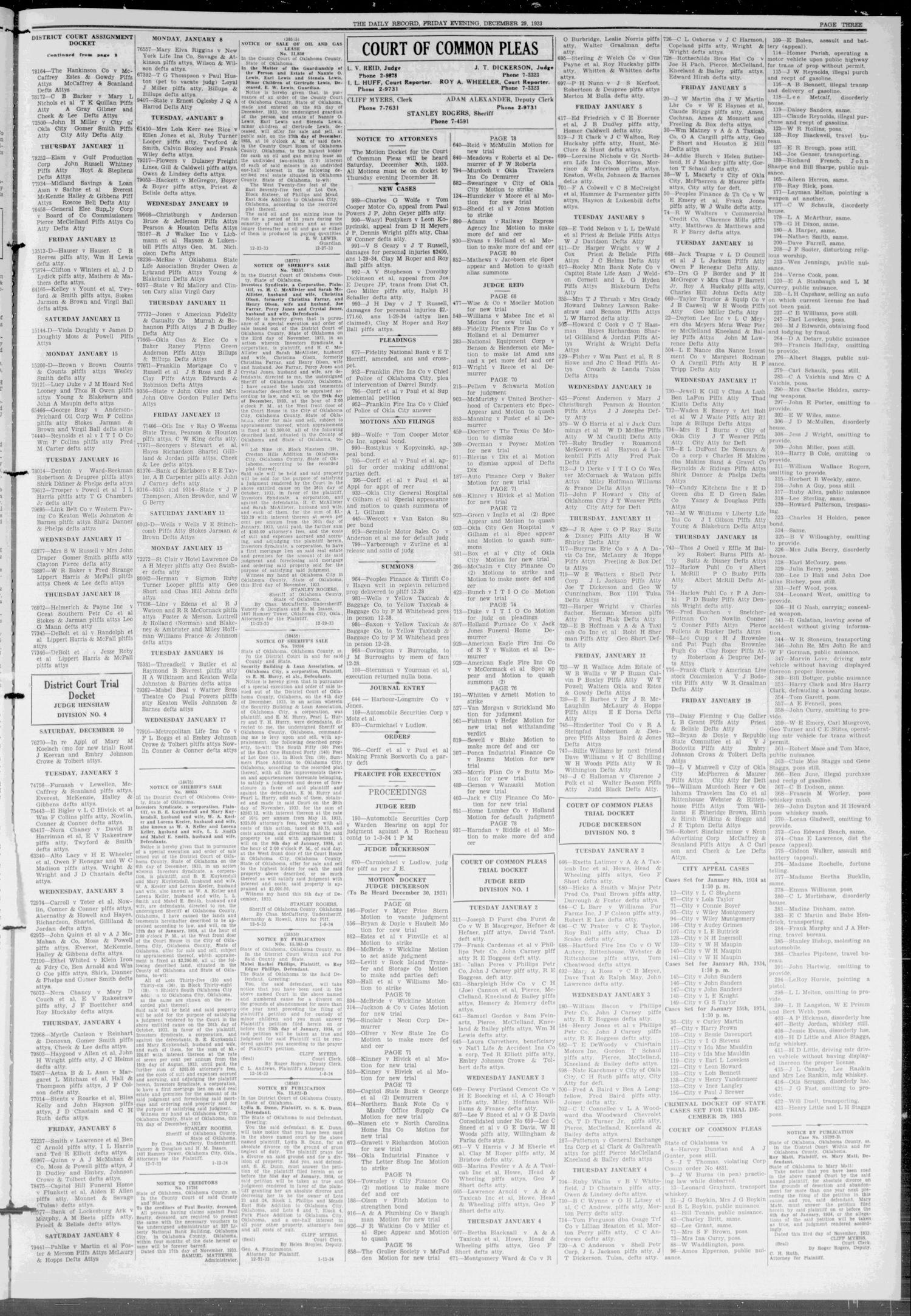 The Daily Record (Oklahoma City, Okla.), Vol. 30, No. 310, Ed. 1 Friday, December 29, 1933
                                                
                                                    [Sequence #]: 3 of 8
                                                