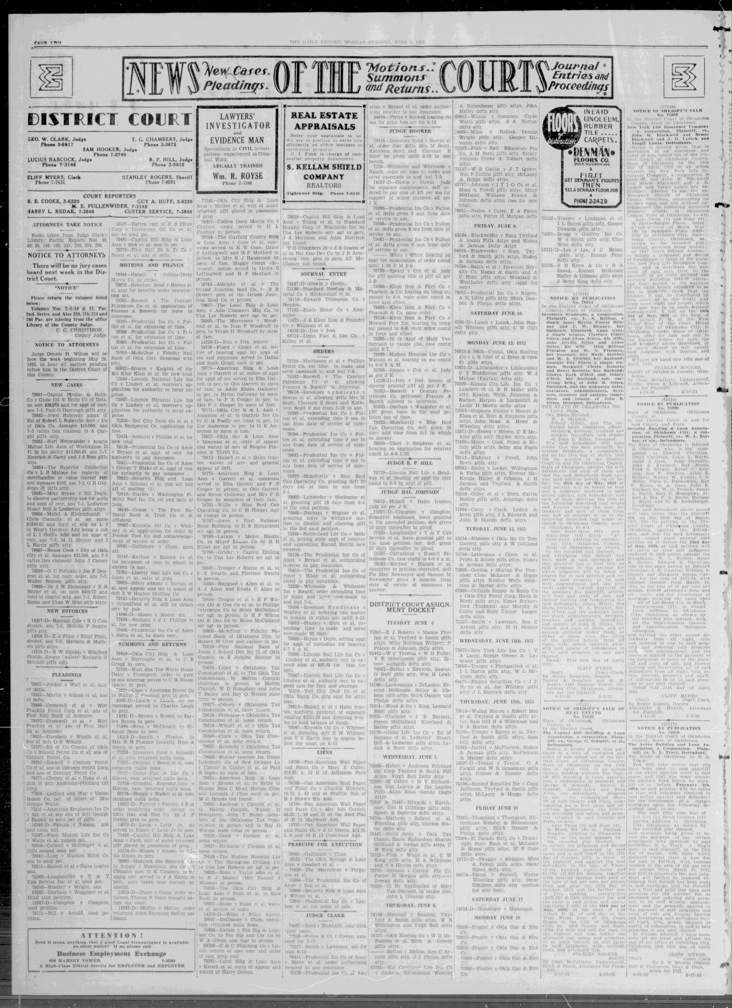 The Daily Record (Oklahoma City, Okla.), Vol. 30, No. 134, Ed. 1 Monday, June 5, 1933
                                                
                                                    [Sequence #]: 2 of 10
                                                