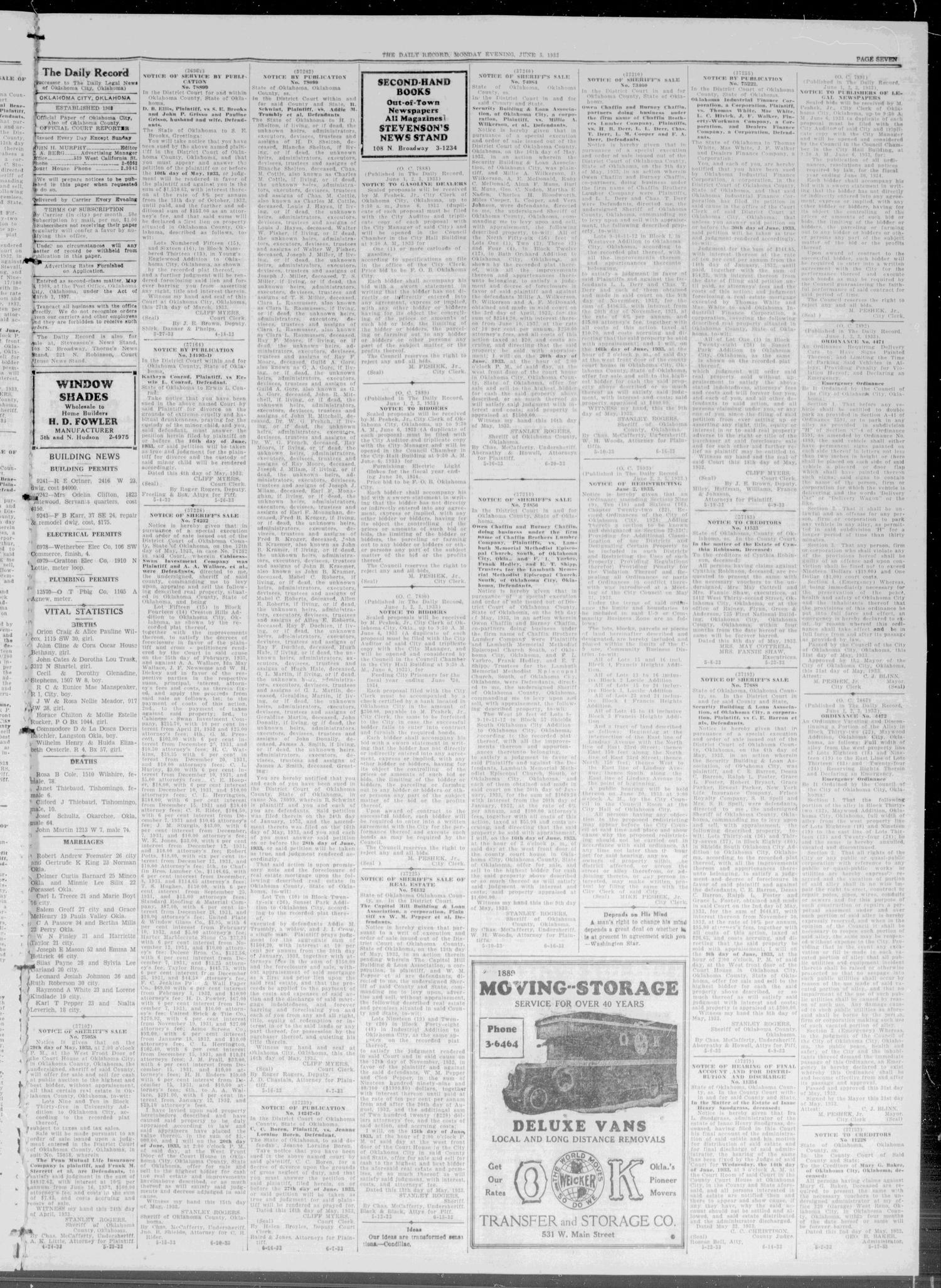 The Daily Record (Oklahoma City, Okla.), Vol. 30, No. 134, Ed. 1 Monday, June 5, 1933
                                                
                                                    [Sequence #]: 7 of 10
                                                