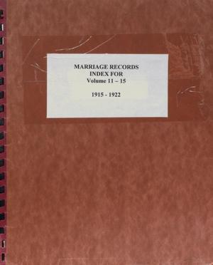 Primary view of object titled 'Canadian County Marriage Records Vol 11-15'.