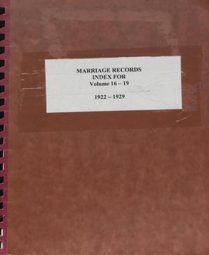 Primary view of object titled 'Canadian County Marriage Records Vol 16-19'.