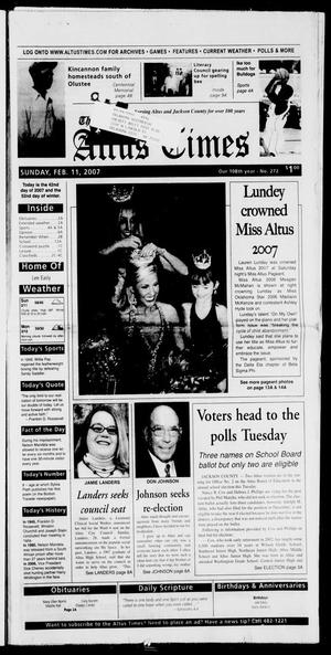 Primary view of object titled 'The Altus Times (Altus, Okla.), Vol. 108, No. 272, Ed. 1 Sunday, February 11, 2007'.