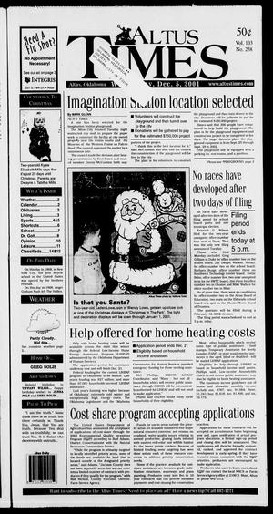 Primary view of object titled 'Altus Times (Altus, Okla.), Vol. 103, No. 238, Ed. 1 Wednesday, December 5, 2001'.