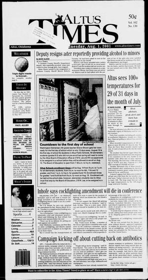 Primary view of object titled 'Altus Times (Altus, Okla.), Vol. 102, No. 130, Ed. 1 Wednesday, August 1, 2001'.