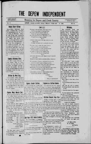 The Depew Independent (Depew, Okla.), Vol. 12, No. 51, Ed. 1 Friday, February 25, 1921