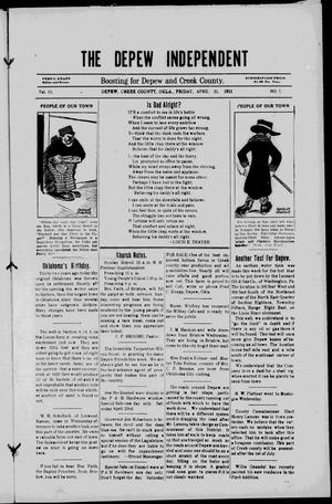 The Depew Independent (Depew, Okla.), Vol. 13, No. 7, Ed. 1 Friday, April 22, 1921