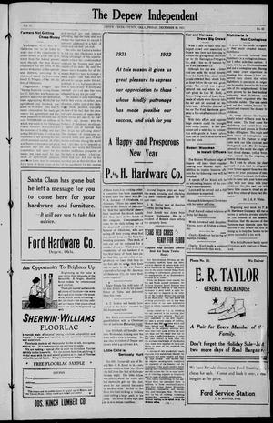 The Depew Independent (Depew, Okla.), Vol. 13, No. 43, Ed. 1 Friday, December 30, 1921