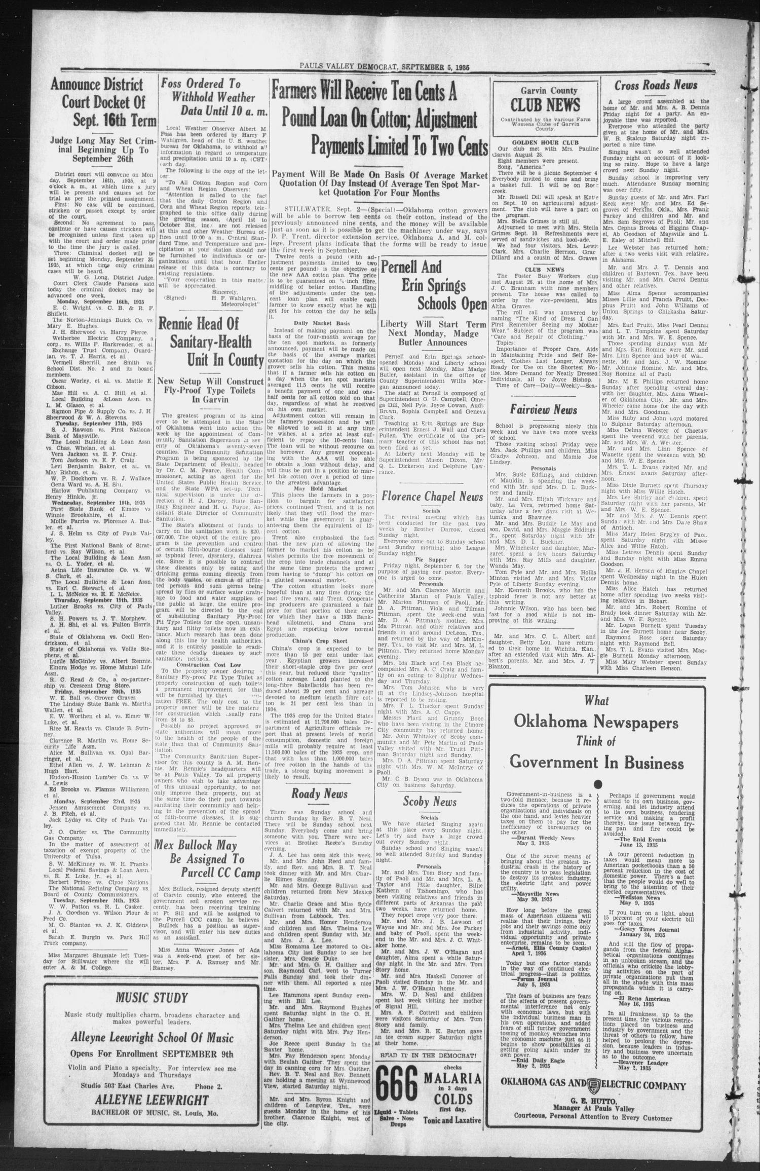 Pauls Valley Democrat (Pauls Valley, Okla.), Vol. 32, No. 28, Ed. 1 Thursday, September 5, 1935
                                                
                                                    [Sequence #]: 2 of 8
                                                