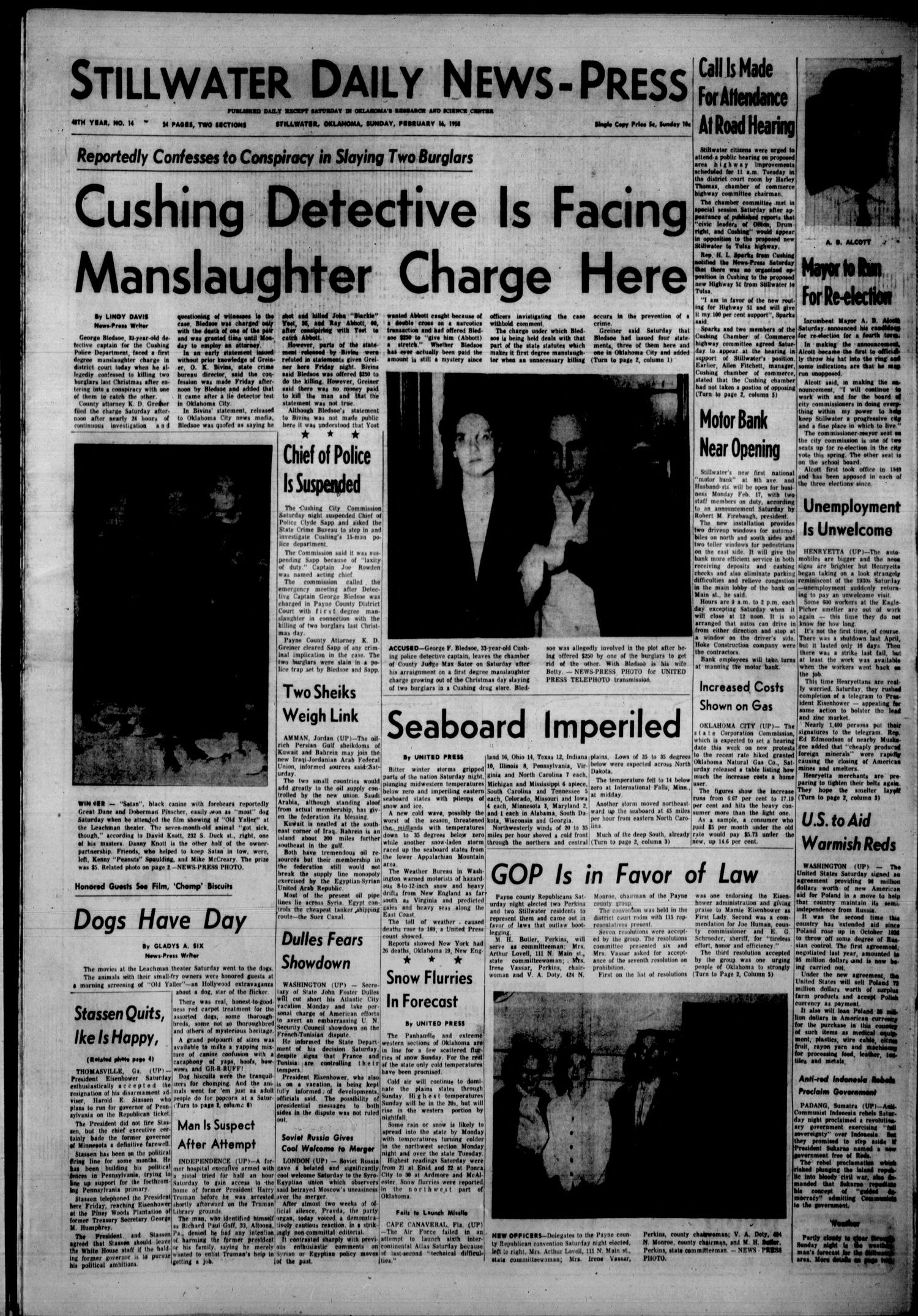 Stillwater Daily News-Press (Stillwater, Okla.), Vol. 48, No. 14, Ed. 1 Sunday, February 16, 1958
                                                
                                                    [Sequence #]: 1 of 16
                                                