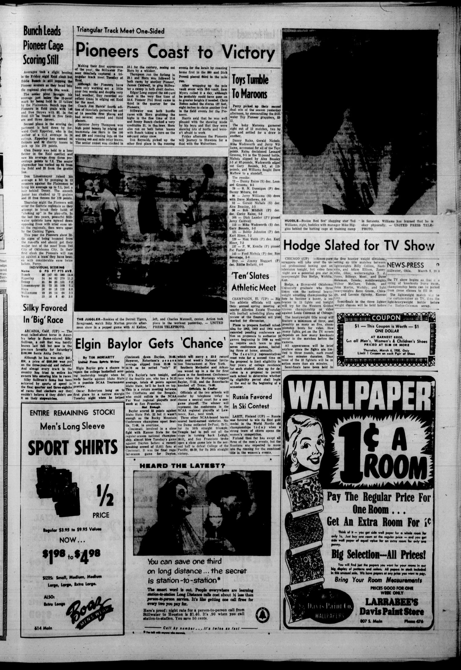Stillwater Daily News-Press (Stillwater, Okla.), Vol. 48, No. 29, Ed. 1 Wednesday, March 5, 1958
                                                
                                                    [Sequence #]: 9 of 16
                                                