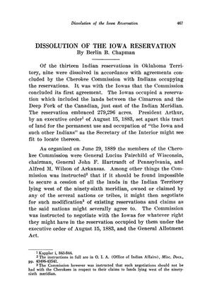 Dissolution of the Iowa Reservation