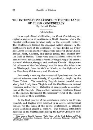 The International Conflict for the lands of Creek Confederacy
