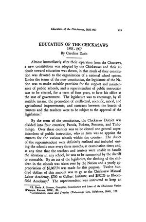Education of the Chickasaws, 1856-1907