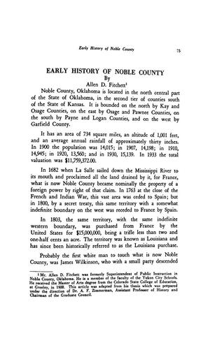 Early History of Noble County