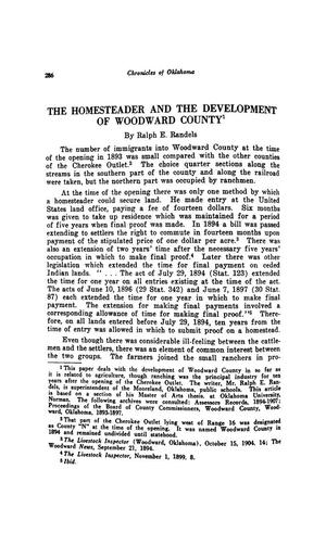 The Homesteader and the Development of Woodward County