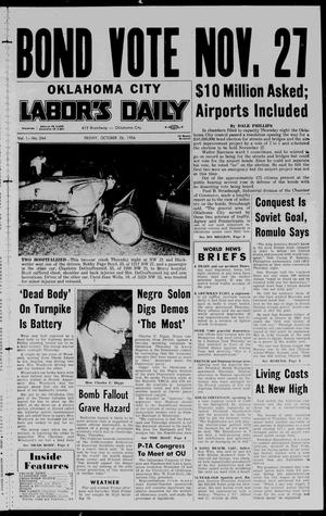 Primary view of object titled 'Oklahoma City Labor's Daily (Oklahoma City, Okla.), Vol. 1, No. 244, Ed. 1 Friday, October 26, 1956'.