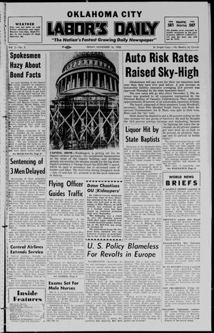 Primary view of object titled 'Oklahoma City Labor's Daily (Oklahoma City, Okla.), Vol. 2, No. 3, Ed. 1 Friday, November 16, 1956'.