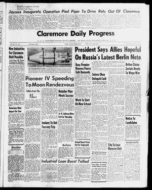 Claremore Daily Progress (Claremore, Okla.), Vol. 66, No. 182, Ed. 1 Wednesday, March 4, 1959