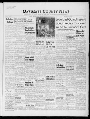 Primary view of object titled 'Okfuskee County News (Okemah, Okla.), Vol. 40, No. 17, Ed. 1 Thursday, February 14, 1957'.