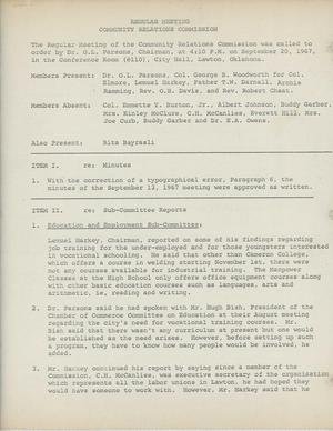 Minutes of the Community Relations Committee, September 20, 1967