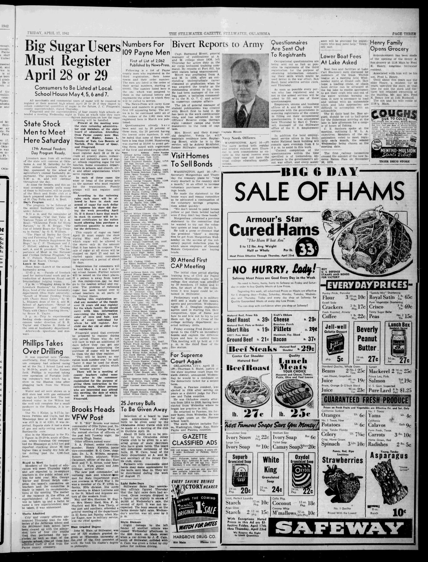 The Stillwater Gazette (Stillwater, Okla.), Vol. 53, No. 23, Ed. 1 Friday, April 17, 1942
                                                
                                                    [Sequence #]: 3 of 8
                                                