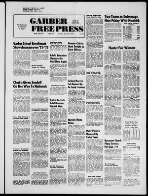 Primary view of object titled 'Garber Free Press (Garber, Okla.), Vol. 73, No. 48, Ed. 1 Thursday, August 30, 1973'.
