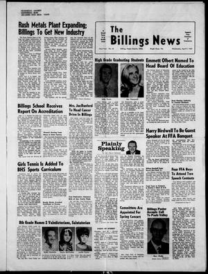 The Billings News (Billings, Okla.), Vol. 72, No. 18, Ed. 1 Wednesday, April 9, 1969