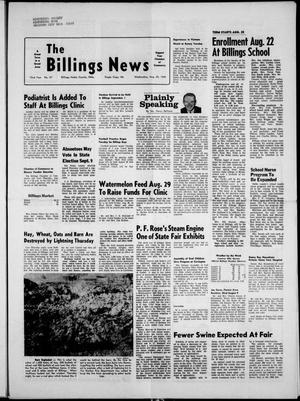 Primary view of object titled 'The Billings News (Billings, Okla.), Vol. 72, No. 37, Ed. 1 Wednesday, August 20, 1969'.