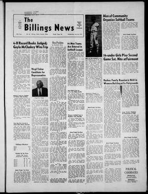 Primary view of object titled 'The Billings News (Billings, Okla.), Vol. 75, No. 34, Ed. 1 Wednesday, July 26, 1972'.