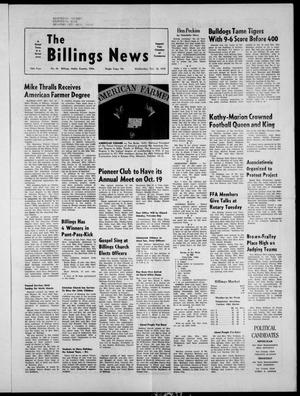 The Billings News (Billings, Okla.), Vol. 75, No. 46, Ed. 1 Wednesday, October 18, 1972