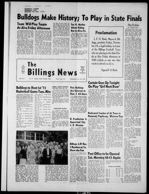 The Billings News (Billings, Okla.), Vol. 75, No. 51, Ed. 1 Wednesday, November 22, 1972
