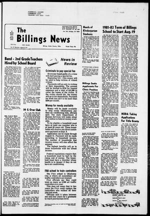 Primary view of object titled 'The Billings News (Billings, Okla.), Vol. 83, No. 35, Ed. 1 Thursday, August 13, 1981'.