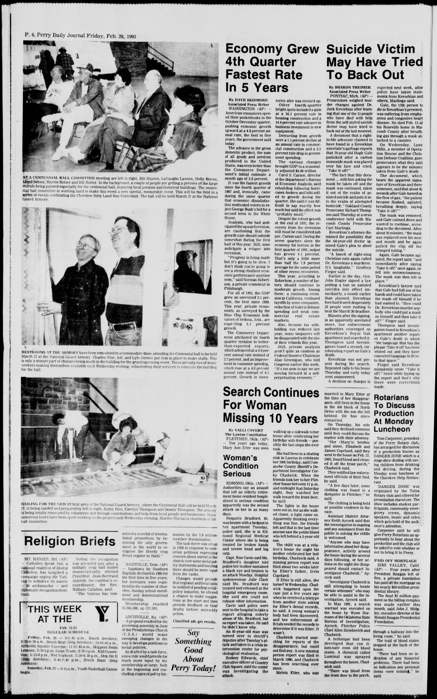 Perry Daily Journal (Perry, Okla.), Vol. 100, No. 14, Ed. 1 Friday, February 26, 1993
                                                
                                                    [Sequence #]: 6 of 12
                                                
