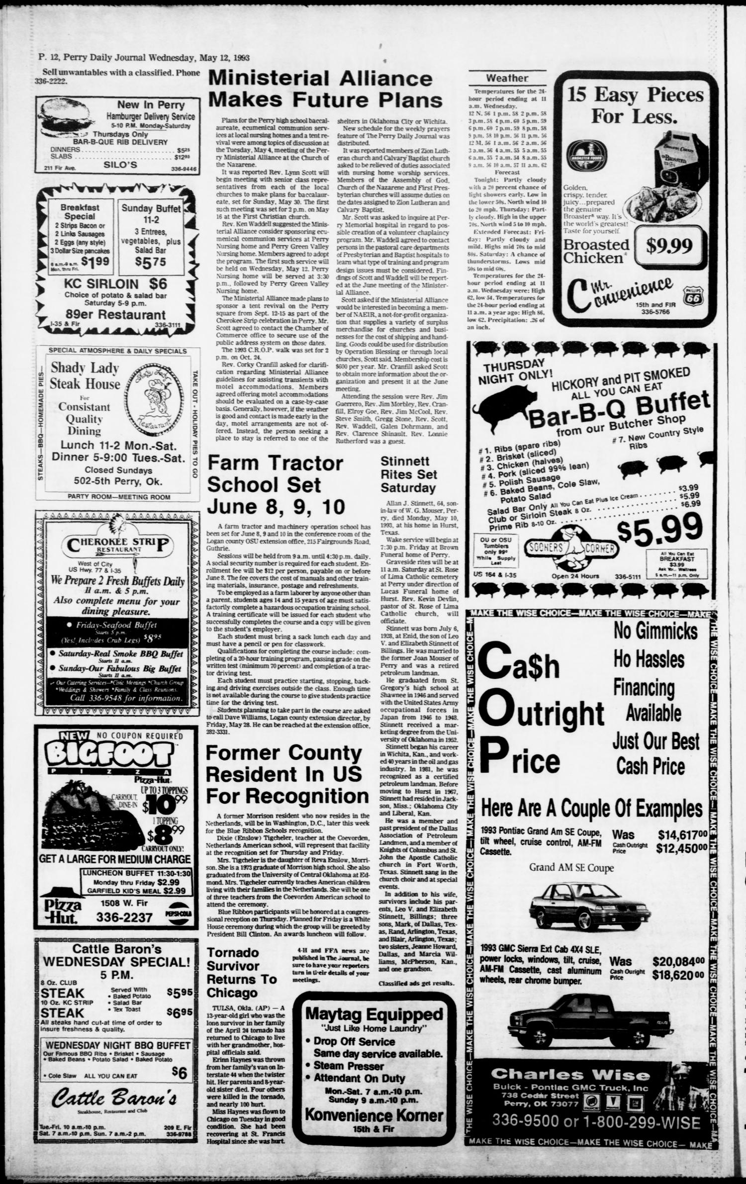 Perry Daily Journal (Perry, Okla.), Vol. 100, No. 78, Ed. 1 Wednesday, May 12, 1993
                                                
                                                    [Sequence #]: 12 of 12
                                                