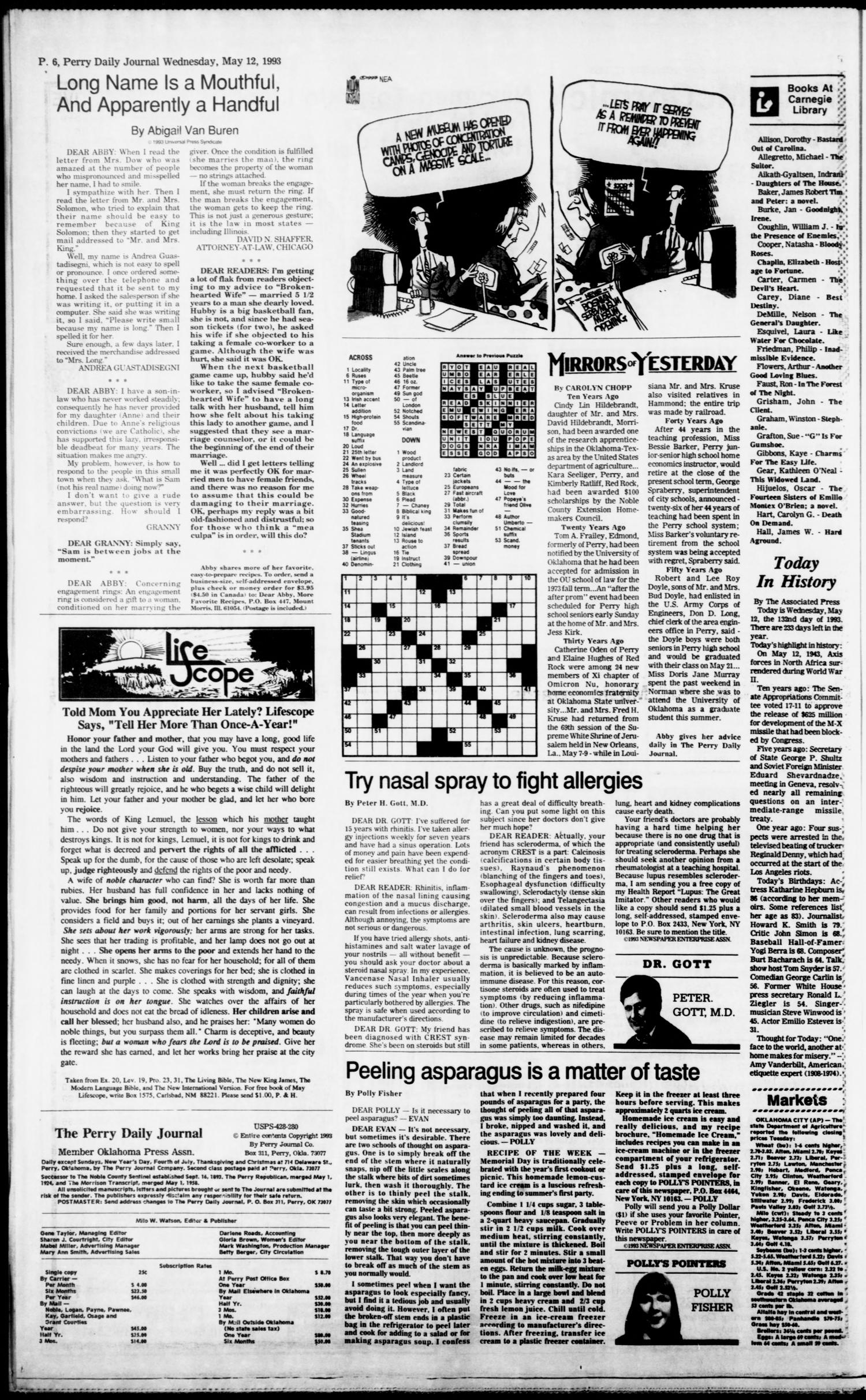 Perry Daily Journal (Perry, Okla.), Vol. 100, No. 78, Ed. 1 Wednesday, May 12, 1993
                                                
                                                    [Sequence #]: 6 of 12
                                                