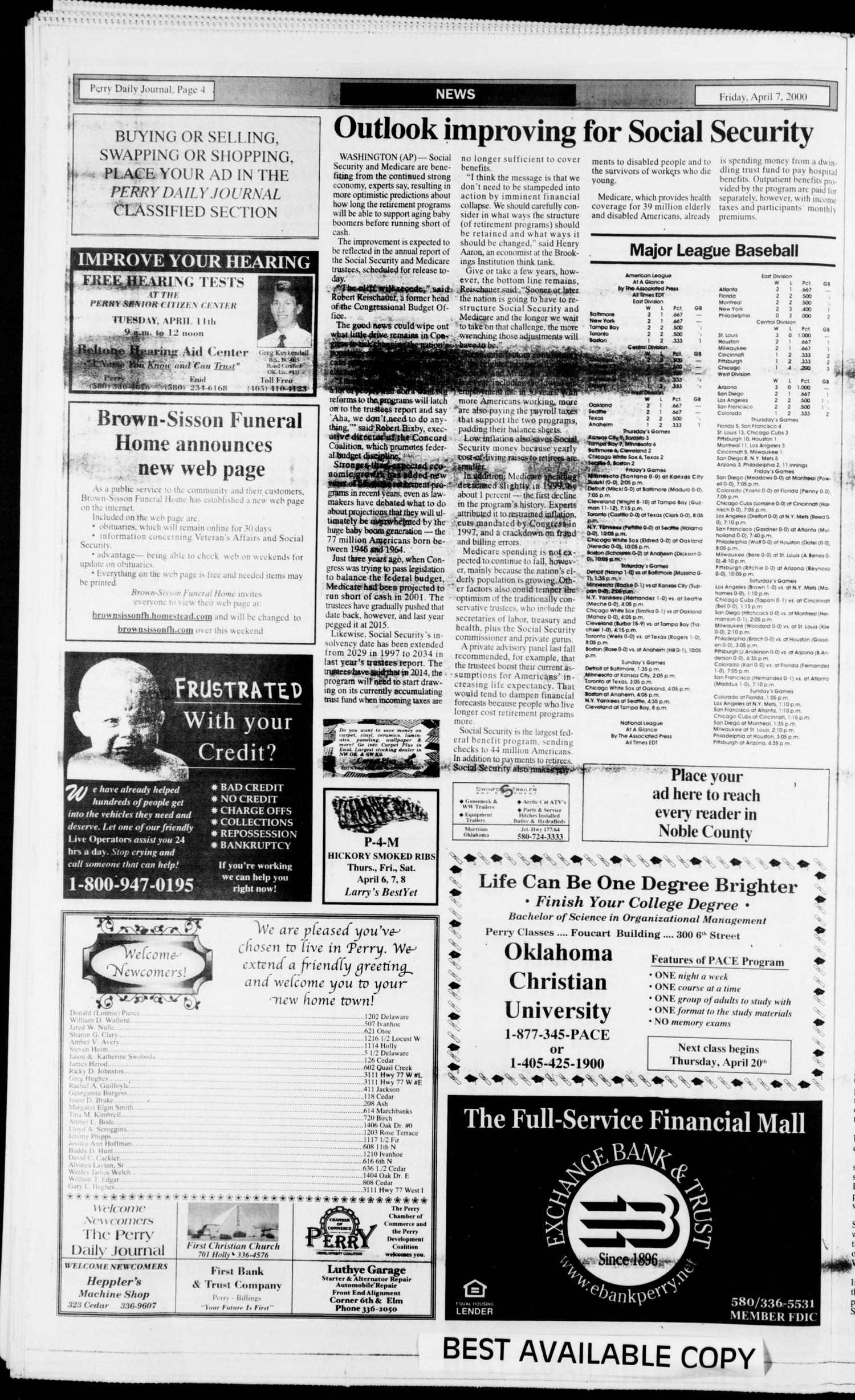 Perry Daily Journal (Perry, Okla.), Vol. 107, No. 70, Ed. 1 Friday, April 7, 2000
                                                
                                                    [Sequence #]: 4 of 10
                                                