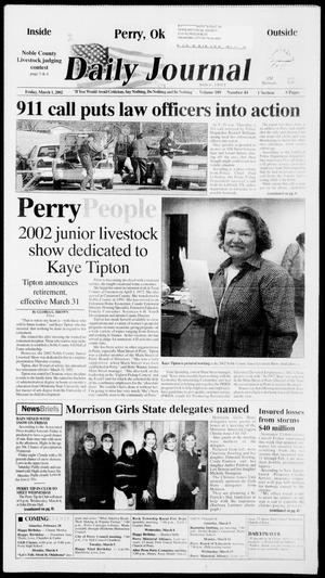 Primary view of object titled 'Daily Journal (Perry, Okla.), Vol. 109, No. 44, Ed. 1 Friday, March 1, 2002'.
