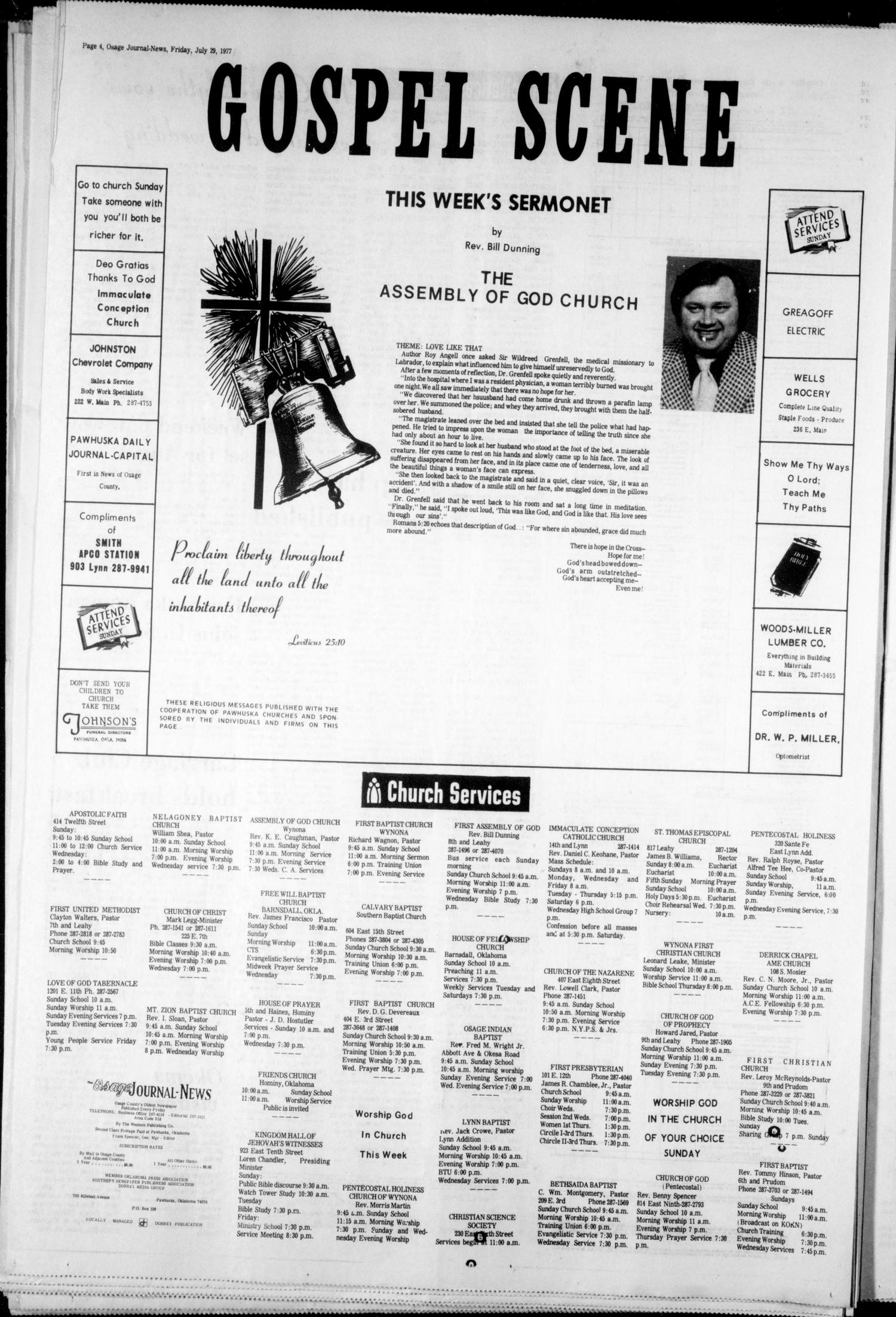 The Osage Journal-News (Pawhuska, Okla.), Vol. 68, No. 30, Ed. 1 Friday, July 29, 1977
                                                
                                                    [Sequence #]: 4 of 4
                                                
