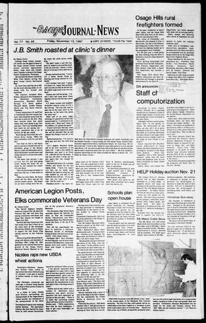 The Osage Journal-News (Pawhuska, Okla.), Vol. 77, No. 45, Ed. 1 Friday, November 13, 1987