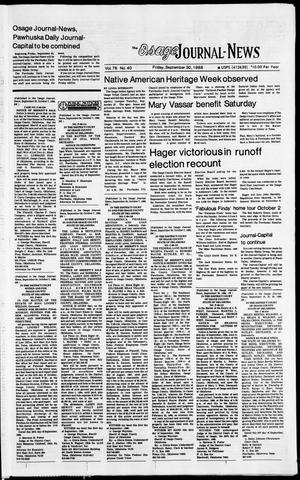 The Osage Journal-News (Pawhuska, Okla.), Vol. 78, No. 40, Ed. 1 Friday, September 30, 1988