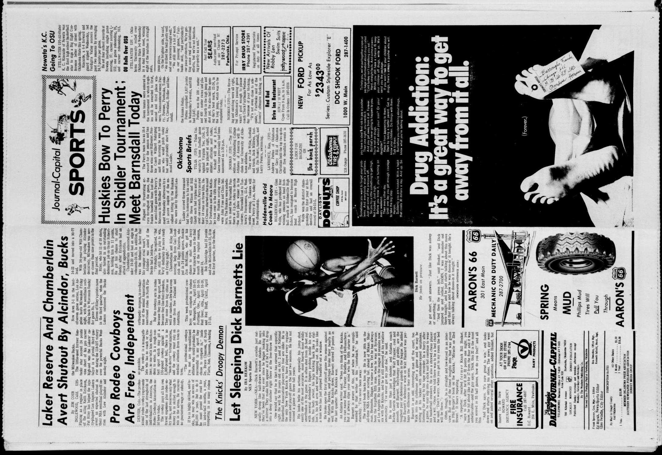 Pawhuska Daily Journal-Capital (Pawhuska, Okla.), Vol. 62, No. 75, Ed. 1 Thursday, April 15, 1971
                                                
                                                    [Sequence #]: 4 of 6
                                                