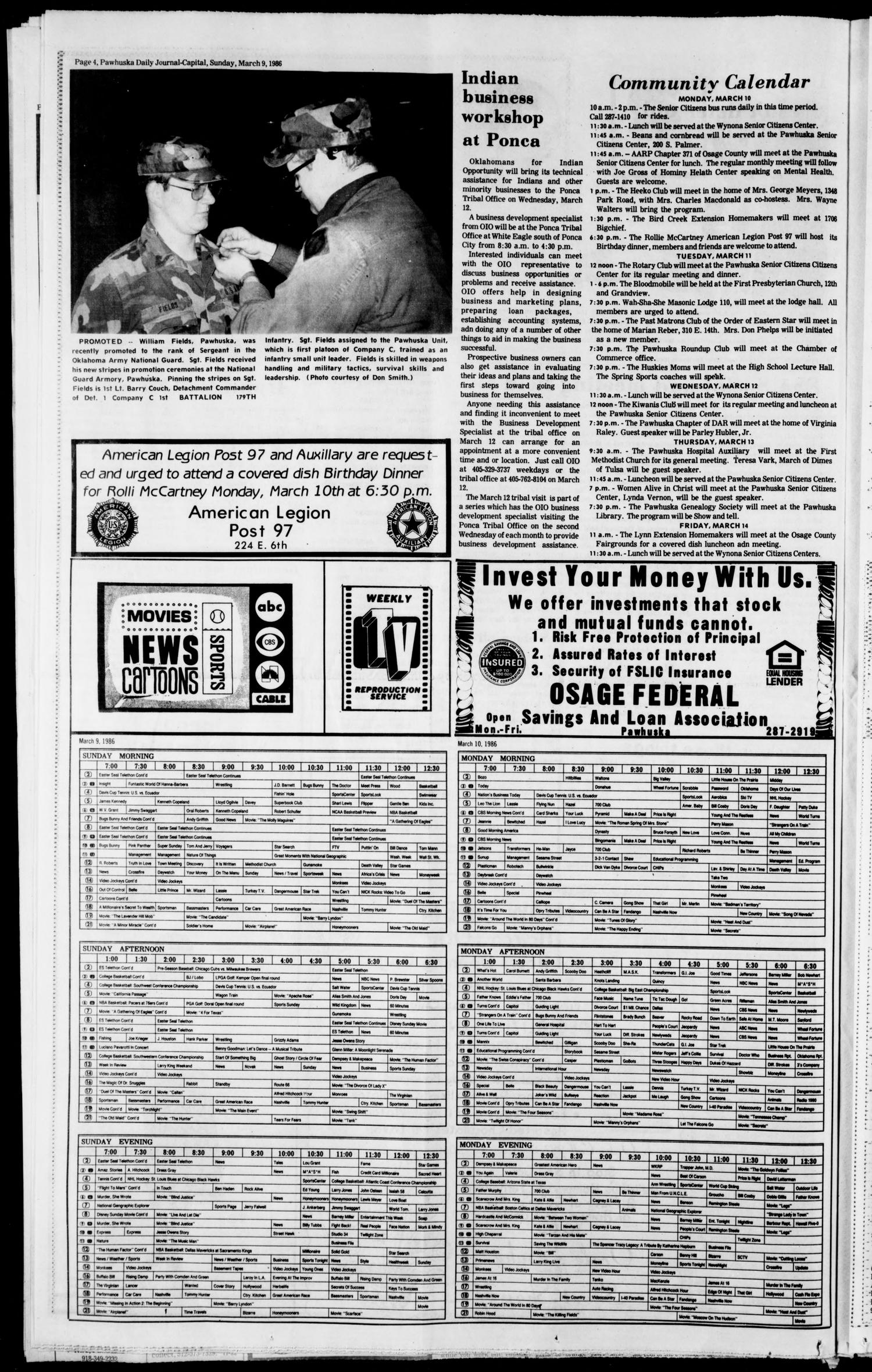 Pawhuska Daily Journal-Capital (Pawhuska, Okla.), Vol. 76, No. 48, Ed. 1 Sunday, March 9, 1986
                                                
                                                    [Sequence #]: 4 of 10
                                                