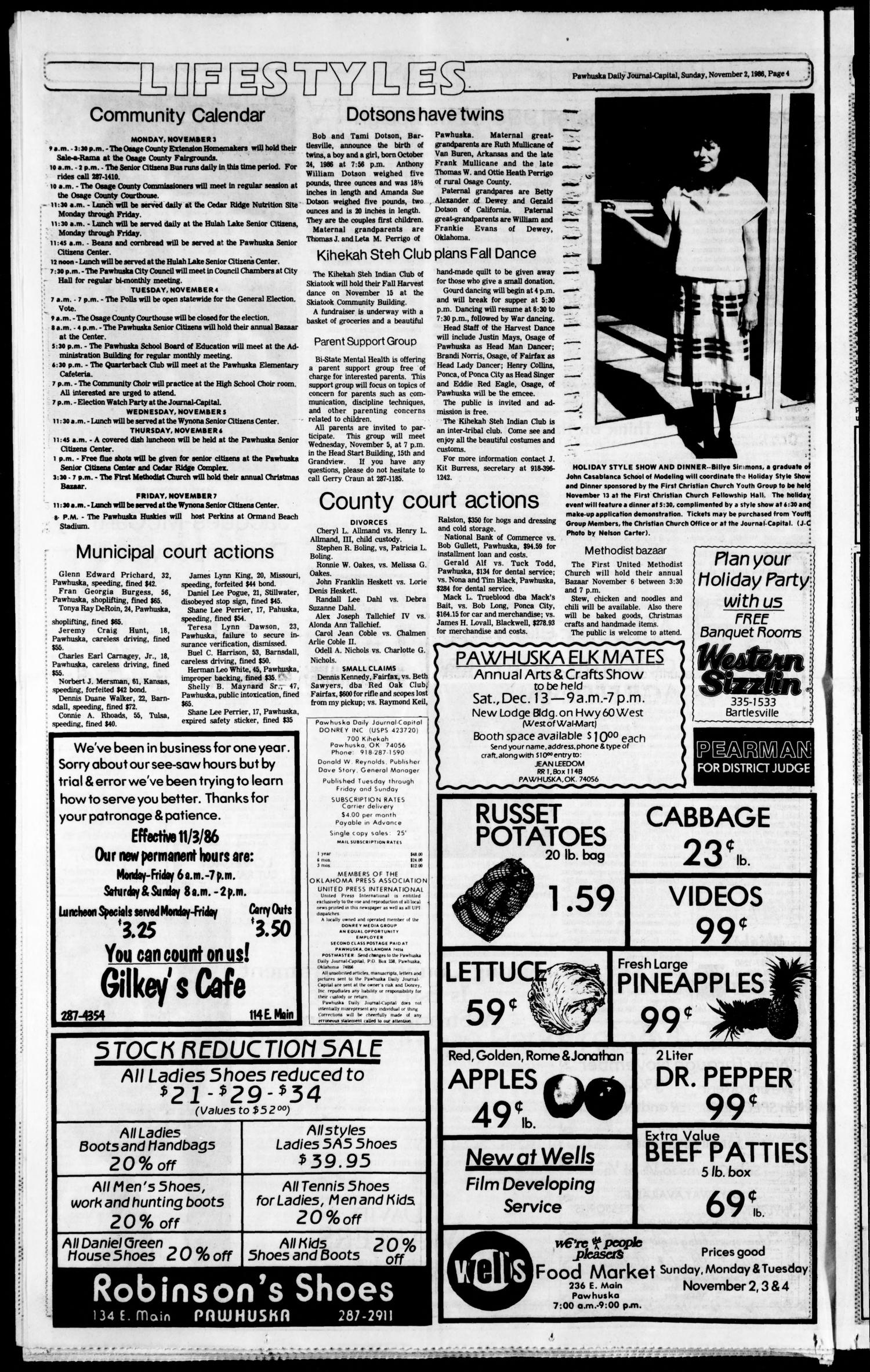Journal Capital (Pawhuska, Okla.), Vol. 76, No. 218, Ed. 1 Sunday, November 2, 1986
                                                
                                                    [Sequence #]: 4 of 16
                                                