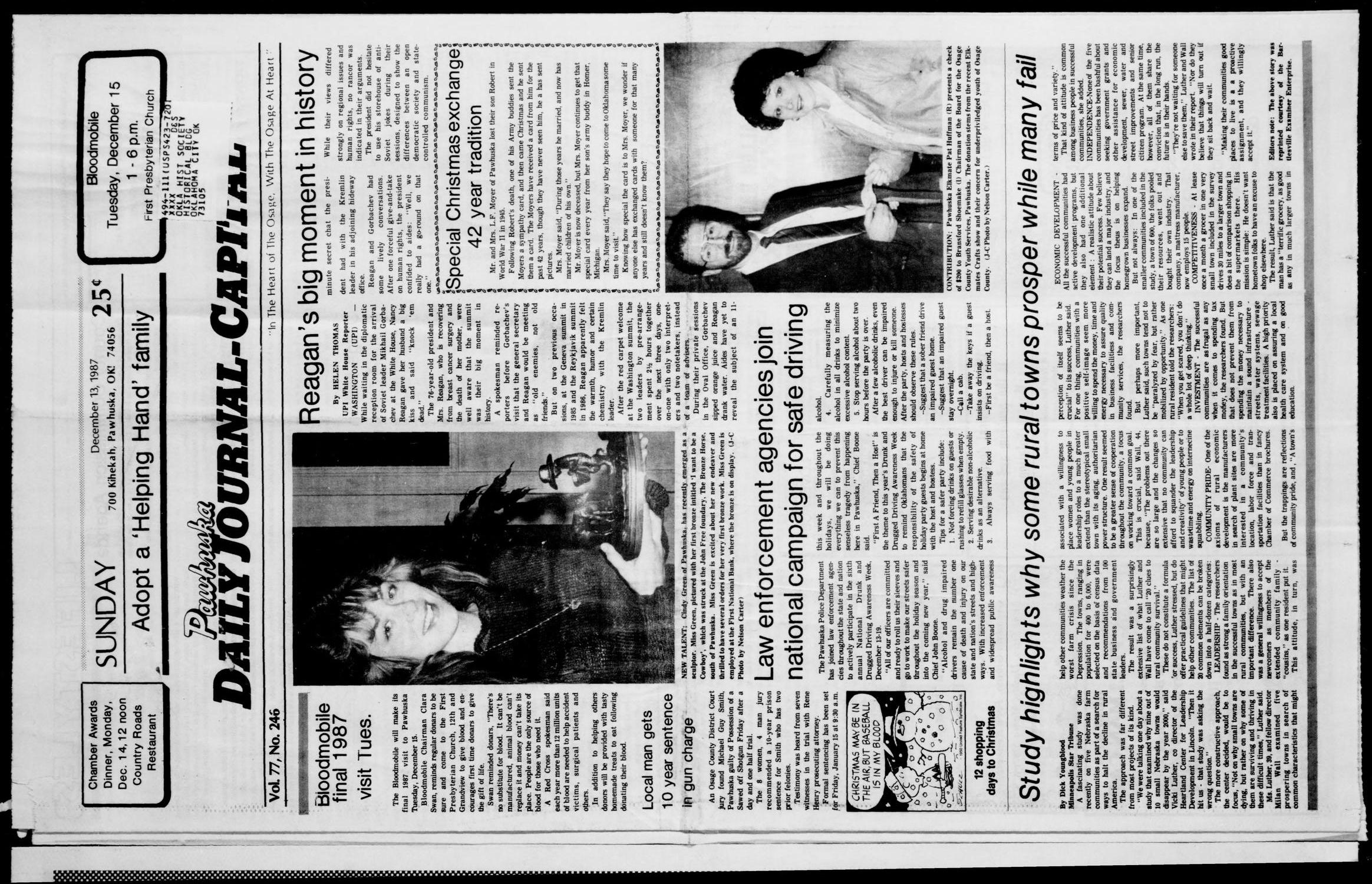Pawhuska Daily Journal-Capital (Pawhuska, Okla.), Vol. 77, No. 246, Ed. 1 Sunday, December 13, 1987
                                                
                                                    [Sequence #]: 1 of 8
                                                
