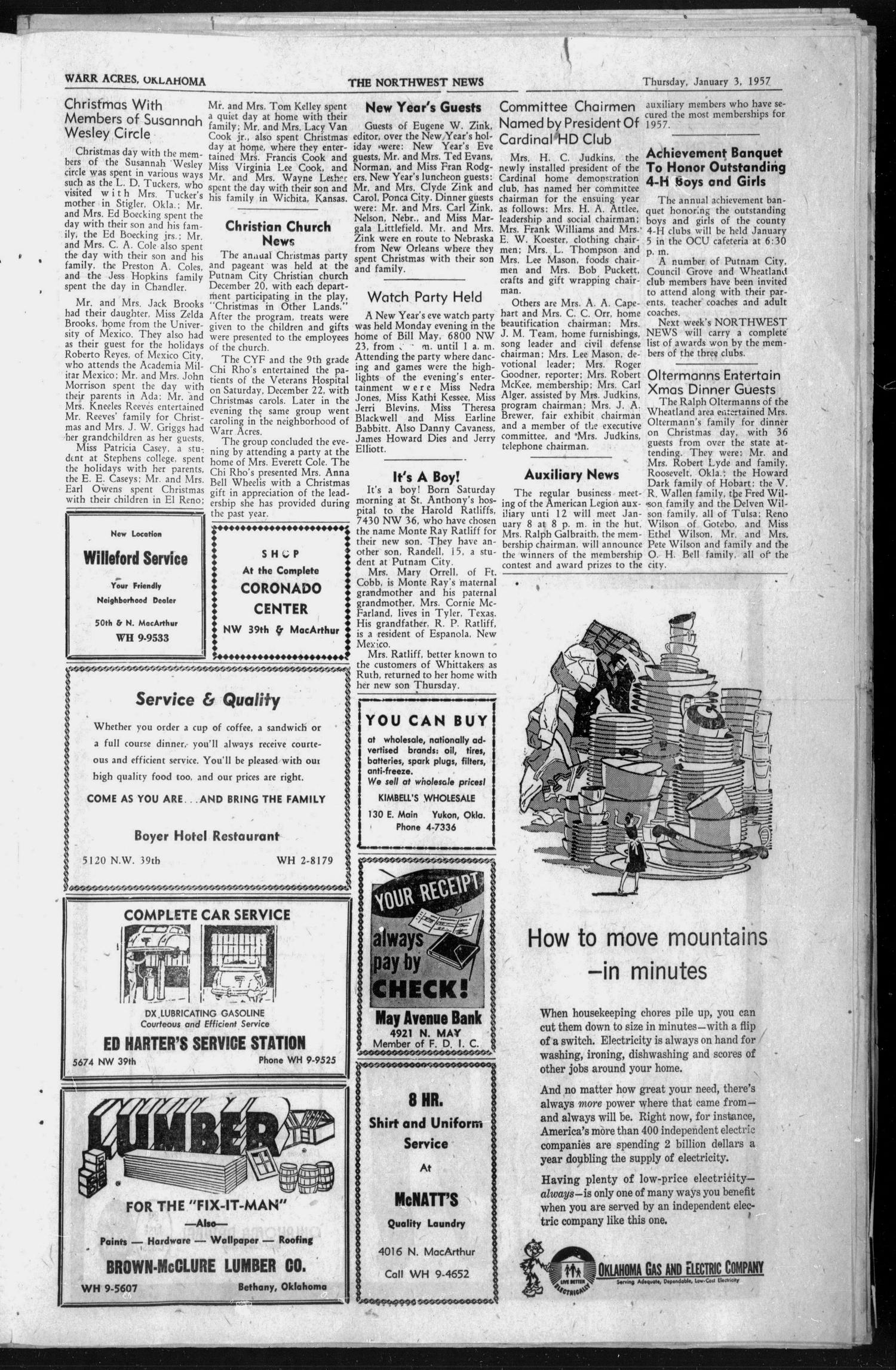 Northwest News (Oklahoma City, Okla.), Vol. 15, No. 19, Ed. 1 Thursday, January 3, 1957
                                                
                                                    [Sequence #]: 3 of 4
                                                