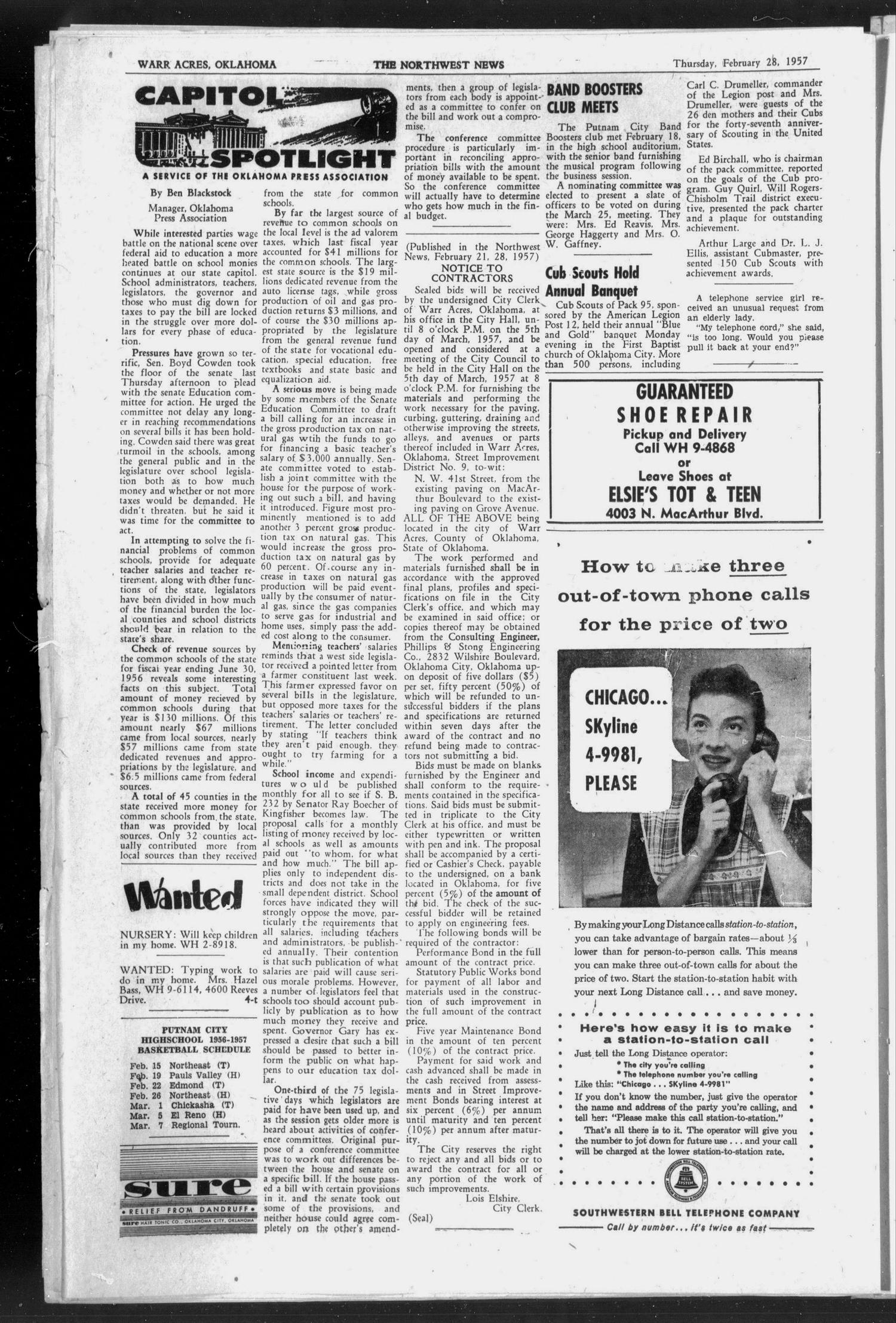 Northwest News (Oklahoma City, Okla.), Vol. 15, No. 27, Ed. 1 Thursday, February 28, 1957
                                                
                                                    [Sequence #]: 4 of 6
                                                