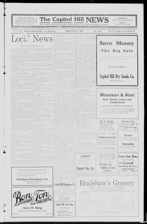 Primary view of object titled 'The Capitol Hill News (Oklahoma City, Okla.), Vol. 20, Ed. 1 Friday, February 11, 1921'.