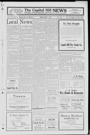 Primary view of object titled 'The Capitol Hill News (Oklahoma City, Okla.), Vol. 20, No. 25, Ed. 1 Friday, April 15, 1921'.
