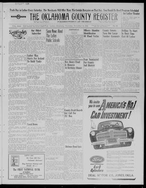 Primary view of object titled 'The Oklahoma County Register (Luther, Okla.), Vol. 42, No. 22, Ed. 1 Thursday, November 13, 1941'.